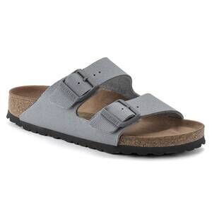 NEW BIRKENSTOCK men's arizona rivet logo textile sandals in stone coin